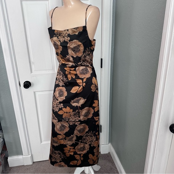 LULU’S FAVORITE ICON FLORAL SATIN COWL NECK SLIP MIDI DRESS - Picture 9 of 13